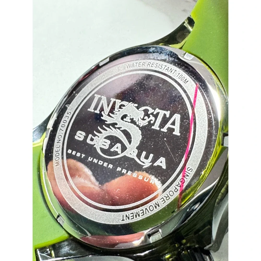 Invicta Subaqua Watch 70035 Black Lime Green Silicone 100M Water Resistant New